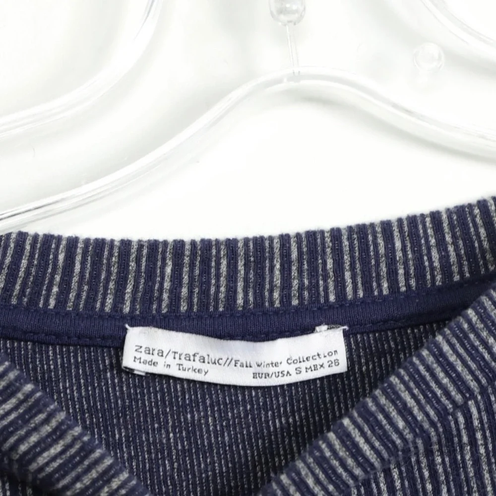 Zara pinstripe layered top oversized loose knit sweater cotton mixed material S - Picture 2 of 4